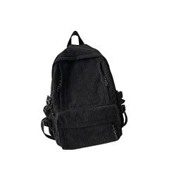 COTCLO Rucksack Vintage Cord-Anti-Diebstahl-Rucksack Mode Frauen Rucksack Reine Farbe Niedlich Schultasche Reise Schulter Rucksack - Schwarz ohne Anhänger von COTCLO