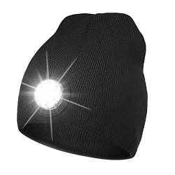 COTOP LED Mütze Herren, Unisex USB Wintermütze mit Licht, Geschenk Weihnachten für Herren, Warme Strickmütze Damen für Laufen, Radfahren, Ski, Joggen von COTOP