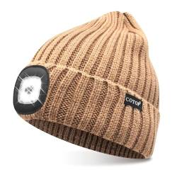 COTOP Mütze mit Licht, Led Strickmütze Herren Winter, Geschenke Männer Weihnachten, Warm Beanie mit Stirnlampen für Joggen, Wandern, Laufen, Radfahren von COTOP