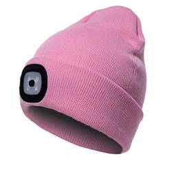 COTOP Mütze mit licht, Herren Wintermütze led, Weich Laufmütze Damen, Unisex Strickmütze für Angler, Geschenke Männer für Ski, Snowboard, Hut für Camping, Joggen(Rosa) von COTOP