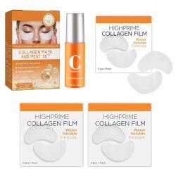 COTTNY Highprime Kollagen Film mit Spray, Highprime Kollagen Film Mask Löslich für Wange, Auge oder Smileline, Anti-Falten und Anti Aging, Dermance Korea Highprime Collagen Soluble Film (3 Box) von COTTNY