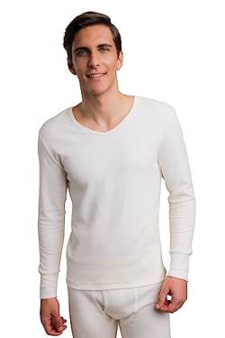 COTTONIQUE Herren Thermo-Langarmshirt, hypoallergen - Beige - Large von COTTONIQUE