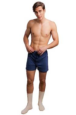 Cottonique Latexfreie Kordelzug-Boxershorts für Männer mit Hautallergien und empfindlicher Haut, Melange Blue, Large-X-Large von COTTONIQUE