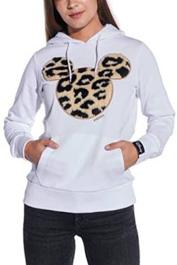 Course Damen Hoodie Original Mickey Mouse Flock Fake Fur Animal Print Leo Disney, Weiß, M von COURSE