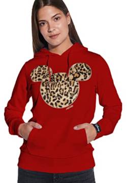 Micky Mouse Damen Hoodie - Micky Maus Pullover Damen - Original Disney Lizenz Pulli in Rot(XS) von COURSE