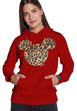 Micky Mouse Damen Hoodie - Micky Maus Pullover Damen - Original Disney Lizenz Pulli in Rot (S) von COURSE