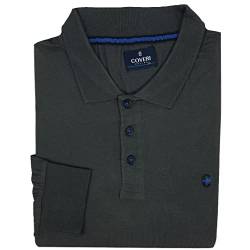 Poloshirt für Herren, Langarm, 100 % Baumwolle, Frühling, Blau M L XL XXL XXXL, grau, 56 von COVERI