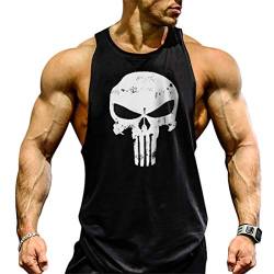 COWBI Herren Fitness Muskel Gym saugfähige Weste Skull Bodybuilding Lift Stringer Tank Top von COWBI