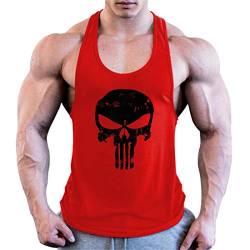 COWBI Herren Unterhemd Fitness Stringer Achselshirts Skull Bodybuilding Fitness Gym Tank Top Sport Hemd Weste von COWBI