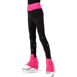 COYI Eiskunstlauf Polarfleece Hose Für Frauen Mädchen Mit Strass, Eiskunstlauf-Hose Thermo Trainingsanzüge Kompression Eislaufen Tights(Size:XS,Color:Rosa) von COYI