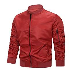 Bomberjacke Herren Leichte Sommerjacke Sommer Herbst Bomber Jacke Bomberjacke Langarm Frühling Herbst Mantel Regenjacke Windbreaker Jacke Streetwear mit Reißverschluss Fliegerjacke mit Ärmeltasche von COZYDAY