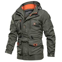 Funktionsjacke Herren Übergangsjacke Fliegerjacke Regenjacke Leicht Winter Jacke Herbstjacke Fliegerjacke Stehkragen Bomberjacke Army Feldjacke Cargo Jacke Männer Windbreaker mit Vielen Taschen von COZYDAY