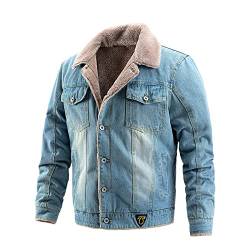 Herren Jeansjacke Teddyfell Jeans Jacke Herren Winter Jeansjacke Fleece Gefüttert Denim Jeansjacke Winterjacke Teddyfutter Herren Retro Denim Jeans Mäntel Freizeitjacke Vintage mit Teddyfell Kragen von COZYDAY