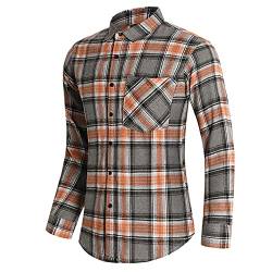 Herren Kariertes Langarm Hemd Trachtenhemd Herrenhemden Kariert Hemden Flanellhemd Herren Hemd Kariertes Freizeithemd Casual Flanell Hemden Langarmhemd Regular Fit Lose Langarm Button Down Soft Shirt von COZYDAY