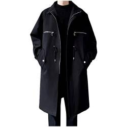 Herren Parka Jacke Herren Lange Trenchcoat Jacke Herren Revers Trenchcoat Mantel Jacke Frühling Übergangsjacke Langmantel Männer Lange Freizeitjacke Herren Trenchcoat Mittellang Klassischer Mantel von COZYDAY