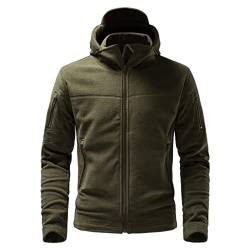 Kapuze Fleece Jacke Herren Fleecejacke Winter Warme Jacke Übergangsjacke Fleece Sweatjacke Tactical Jacket Winddichte Jacke Military Outdoor Winddichte Trekking Winter Windjacke mit Reißverschluss von COZYDAY