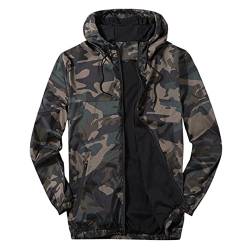 Kapuze Windbreaker Herren Camouflage Regen Jacke Outdoor Rain Freizeitjacke Kapuze Regenjacke Outdoor Wanderjacke Übergangsjacke Outdoor Jacken Leichte Windjacke Trekking Arbeitsjacke Funktionsjacke von COZYDAY