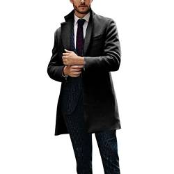 Lang Business Mantel Herren Coat Jacke Winter Wollmantel Business Überzieher Schlank Lange Windbreaker Jacken Herrenmantel Winter Schwarz Business Mantel Herren Wolle Wollmantel Normale Passform von COZYDAY