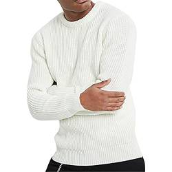 Strickpullover Herren Knit Crew Neck Pullover Herren Winter Warm Grobstrick Pullover Sweater Herren Wollpullover Pulli Ohne Kapuze Pullover Herren Strick Rundhals Strickpullover Casual Knitwear von COZYDAY