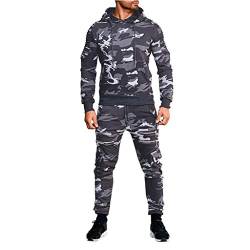 Tarnanzug Herren Langarm Hoodie Tarnsportanzug Herren Jogging Anzug Trainingsanzug Sportanzug Herren Cargo Stil Sportanzug Jogginganzug Trainingsanzug Hoodie Anzug Outdoor Camouflage Jagdbekleidung von COZYDAY