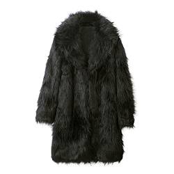 Winter Fell Mantel Herren Lang Kunst Felljacke Pelzmantel Männer Winterjacke Parka Kunstpelz Lange Jacke Faux Fur Mantel Herren Kunstfell Jacke Winter Pelzkragen Pelzmantel Felljacke Kunstpelz Mantel von COZYDAY