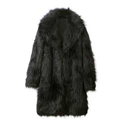 Wintermantel Herren Pelzmantel Lang Felljacke Warm Pelzmantel Winterjacke Lang Kunstpelz Mantel Reverskragen Plüsch Strickjacke Warme Felljacke Pelz Jacke Faux Fur Pelzjacke Fellmantel Wolljacken von COZYDAY