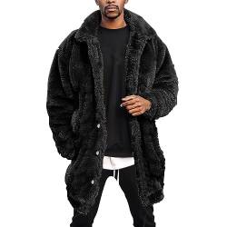 Wintermantel Herren Teddyfell Mantel Herren Felljacke Pelz Jacke Fellmantel Kunstpelz Jacke Herren Warm Winterjacke Teddyfleece Sherpa Jacke Herren Fell Strickjacke Teddyfleece Fleece Strickfleece von COZYDAY