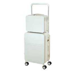 CPARTS Großer Trolley-Koffer, doppellagige Kosmetiktasche, Trolley-Koffer, 20-Zoll-Trolley aus Aluminiumlegierung, geeignet für Freizeitreisen (White 24 inc) von CPARTS