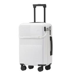 CPARTS Koffer mit Frontöffnung, multifunktionaler Koffer, Kleiner Leichter 20-Zoll-Trolley, 24 Koffer, geeignet für Geschäftsreisen (White 20 inches) von CPARTS