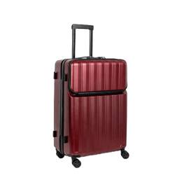 CPARTS Trolley-Koffer mit Frontöffnung, roter und schwarzer Koffer, hochwertiger Spinner-Boarding-Koffer für Geschäftsreisen, geeignet für Geschäftsreisen (Wine red 19 in) von CPARTS