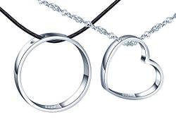 CPSLOVE 925 Silber Paar Halskette, Herz und Ring Paar Halskette Anhänger, Herren Damen Anhänger von CPSLOVE