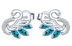 CPSLOVE Damen Schwan Ohrringe 925 Sterling Silber Elegante Schwan Ohrstecker mit Blaue Zirkon für Mädchen Kreative Schmuck von CPSLOVE