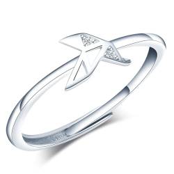 CPSLOVE Elegante Damen Silber Verstellbare Ringe 925 Sterling Silber Mädchen Kreativer Papierflieger mit Zirkonia Offener Ring von CPSLOVE