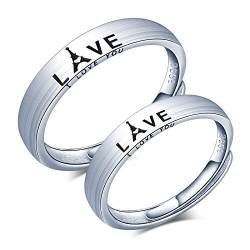 CPSLOVE Paar Ringe, 925 Sterling Silber Einstellbarer Ring öffnen, Damen ringe und Herren ringe, Eiffelturm love ehering, Verlobungsring, verstellbarer Öffnungsring, Größe 49 bis 64 von CPSLOVE