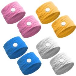 CPSYTE 4 Paar Armbänder zur Linderung von Reisekrankheit Reise Akupressur Armbänder Übelkeits-Entlastungsband für Morgendliche Übelkeit, Seekrankheit, Autokrankheit, Band, weiß, rosa, gelb, blau von CPSYTE