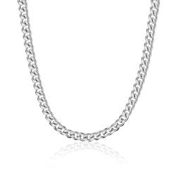 CPSYTE Herren Damen Panzerkette Halskette, 5mm breit Edelstahl Silber Hip-Hop Kette Halskette Kubanische Kette Goldkette Silberkette Länge 46cm von CPSYTE