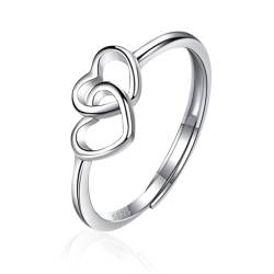 CPSYTE Silber Ring Herz Verstellbar Ringe Silber Schmuck Trendige Ringe für Damen Frauen Freundin Mädchen Schwester Mutter Geburtstag Geschenke von CPSYTE