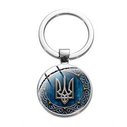 Tryzub Ukrainischer Dreizack Schlüsselanhänger mit Schlüsselring für Damen und Herren,Ukraine Schlüsselbund für Autoschlüssel Rucksack Geldbörse,Schlüsselhalter Geschenkidee für Frauen mit Geschenkbox von CQHODFYA