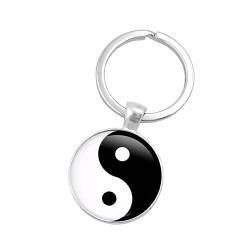 Yin Yang Schlüsselanhänger mit Schlüsselring für Herren und Damen,Tai Chi Talisman Schlüsselbund für Autoschlüssel Rucksack Geldbörse,Schlüsselhalter Geschenkidee für Männer und Frauen mit Geschenkbox von CQHODFYA