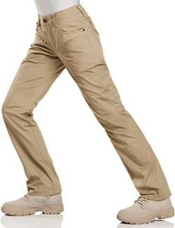 CQR Damen Flex Stretchige Taktische Hose, Wasserabweisende Ripstop-Arbeitshose, Cargohose, mit elastische Taille und Taschen, Stratight Khaki, 40 von CQR