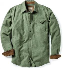 CQR Herren Langarm Flanell bequemes Button-up Baumwollhemd, Hof113 1pack - Moss Green, M von CQR