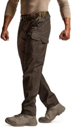 CQR Herren Taktische Hose, Wasserabweisende Ripstop-Cargohose, leichte EDC-Wandernhose, Outdoorbekleidung, Tlp127 1pack - Dark Brown, 46W / 30L von CQR