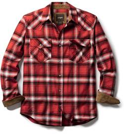 CQR Herren Wilder Westen, Langarm, Casual Flanellhemd, Outdoor-Baumwollehemd mit gefüttert Kragen & Manschetten, Hof117 1pack - Welcome Red, XL von CQR