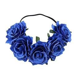 Rosenblumenkrone Mädchengirlande, Blumenkrone Stirnbänder Weich, Rosenblumenkrone Boho Blumenstirnband Haarkranz, Floraler Heiligenschein Kopfschmuck Hochzeit Party Rosy, Blumenstirnband Kopfschmuck F von CQSJX