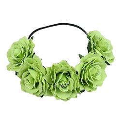 Rosenblumenkrone Mädchengirlande, Blumenkrone Stirnbänder Weich, Rosenblumenkrone Boho Blumenstirnband Haarkranz, Floraler Heiligenschein Kopfschmuck Hochzeit Party Rosy, Blumenstirnband Kopfschmuck F von CQSJX