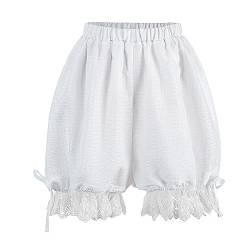 CR ROLECOS Damen Weiße Bloomers Shorts Vintage Rüschen Shorts Bloomers mit Spitze und Rüschzen Sicherheitshose Unterwäsche Leggings L/XL von CR ROLECOS