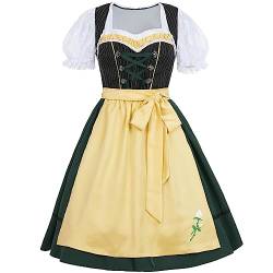 CR ROLECOS Dirndl Damen Midi Trachtenkleid Damen Dirndl Mini Kurz Set Dirndlbluse für Oktoberfest 3 Teilig Dirndlkleid grün, Bluse, Schürze M von CR ROLECOS