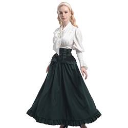 CR ROLECOS Mittelalter Kleidung Damen Viktorianische Kleid Mit Viktorianisches Bluse + Mittelalter röcke L/XL Grün von CR ROLECOS