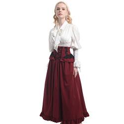 CR ROLECOS Mittelalter Kleidung Damen Viktorianische Kleid Mit Viktorianisches Bluse + Mittelalter röcke L/XL Rot von CR ROLECOS
