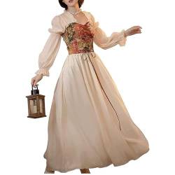 CR ROLECOS Mittelalter Kleidung Damen Viktorianisches Rokoko Kleid Damen Königin Kostüm mit Bodenlänge Kleider XXL von CR ROLECOS